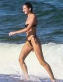Candice Swanepoel Booty in Tiny Thong Bikini on the Beach in Miami
