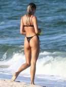Candice Swanepoel Booty in Tiny Thong Bikini on the Beach in Miami