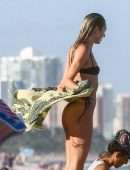 Candice Swanepoel Booty in Tiny Thong Bikini on the Beach in Miami