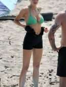 Charlotte McKinney in Bikini Top at the Beach in Los Angeles