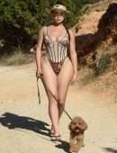 Demi Rose Booty, Walking Her Dog in Ibiza