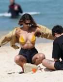 Georgia Fowler Booty in Yellow Bikini at the Bondi Beach in Sydney