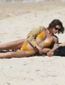 Georgia Fowler Booty in Yellow Bikini at the Bondi Beach in Sydney