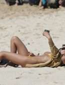 Georgia Fowler Booty in Yellow Bikini at the Bondi Beach in Sydney