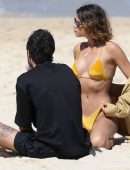 Georgia Fowler Booty in Yellow Bikini at the Bondi Beach in Sydney