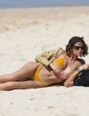 Georgia Fowler Booty in Yellow Bikini at the Bondi Beach in Sydney