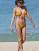 Georgia Fowler Booty in Yellow Bikini at the Bondi Beach in Sydney
