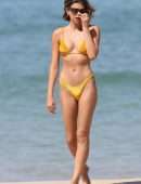 Georgia Fowler Booty in Yellow Bikini at the Bondi Beach in Sydney