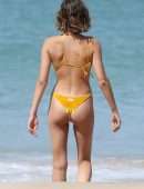 Georgia Fowler Booty in Yellow Bikini at the Bondi Beach in Sydney