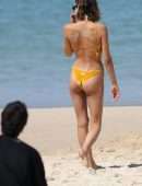 Georgia Fowler Booty in Yellow Bikini at the Bondi Beach in Sydney