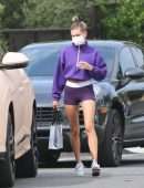 Hailey Baldwin Booty in Shorts, Outside a Friend's House in Beverly Hills