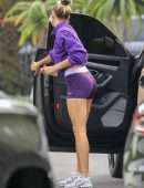 Hailey Baldwin Booty in Shorts, Outside a Friend's House in Beverly Hills