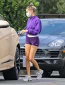 Hailey Baldwin Booty in Shorts, Outside a Friend's House in Beverly Hills