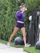 Hailey Baldwin Booty in Shorts, Outside a Friend's House in Beverly Hills