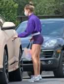 Hailey Baldwin Booty in Shorts, Outside a Friend's House in Beverly Hills