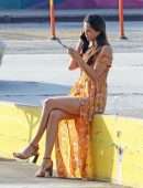 Jessica Ciencin Henriquez Leggy while Talking on the Phone in LA