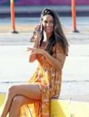 Jessica Ciencin Henriquez Leggy while Talking on the Phone in LA