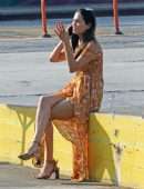 Jessica Ciencin Henriquez Leggy while Talking on the Phone in LA