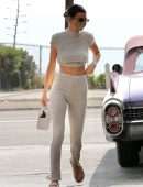 Kendall Jenner in Open Back Dress, at a Gas Station in Malibu