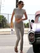 Kendall Jenner in Open Back Dress, at a Gas Station in Malibu