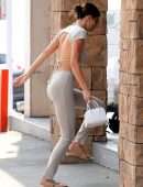 Kendall Jenner in Open Back Dress, at a Gas Station in Malibu