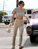 Kendall Jenner in Open Back Dress, at a Gas Station in Malibu