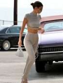Kendall Jenner in Open Back Dress, at a Gas Station in Malibu