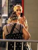 Kiernan Shipka Cleavage on the Set of “Swimming With Sharks” in Hollywood