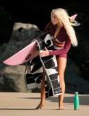 Lucie Donlan in a Suit at a Beach in Newquay