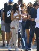 Madison Beer in Torn Joggers at Nobu in Malibu, California