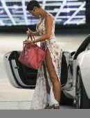 Nicole Murphy Leggy and Cleavage in Revealing Dress at Soho House