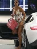 Nicole Murphy Leggy and Cleavage in Revealing Dress at Soho House