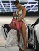 Nicole Murphy Leggy and Cleavage in Revealing Dress at Soho House