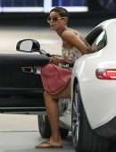Nicole Murphy Leggy and Cleavage in Revealing Dress at Soho House