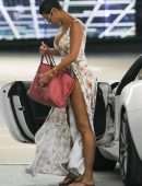Nicole Murphy Leggy and Cleavage in Revealing Dress at Soho House