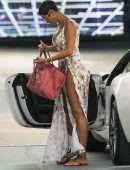 Nicole Murphy Leggy and Cleavage in Revealing Dress at Soho House