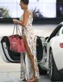 Nicole Murphy Leggy and Cleavage in Revealing Dress at Soho House