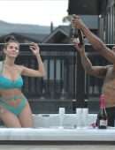Rebecca Gormley in Bikini Enjoys Hot Tub Cabin with Biggs
