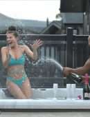 Rebecca Gormley in Bikini Enjoys Hot Tub Cabin with Biggs