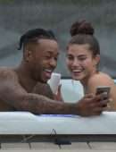 Rebecca Gormley in Bikini Enjoys Hot Tub Cabin with Biggs