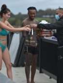 Rebecca Gormley in Bikini Enjoys Hot Tub Cabin with Biggs