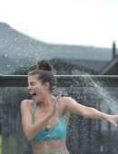 Rebecca Gormley in Bikini Enjoys Hot Tub Cabin with Biggs