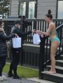 Rebecca Gormley in Bikini Enjoys Hot Tub Cabin with Biggs