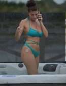 Rebecca Gormley in Bikini Enjoys Hot Tub Cabin with Biggs