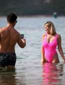 Rhian Sugden at the Beach in Swimsuit in Turkey