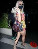 Tana Mongeau Leggy in Bold Colors while Leaving Dinner at BOA Steakhouse