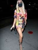 Tana Mongeau Leggy in Bold Colors while Leaving Dinner at BOA Steakhouse