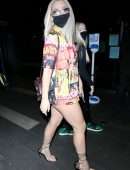 Tana Mongeau Leggy in Bold Colors while Leaving Dinner at BOA Steakhouse