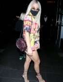 Tana Mongeau Leggy in Bold Colors while Leaving Dinner at BOA Steakhouse
