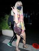 Tana Mongeau Leggy in Bold Colors while Leaving Dinner at BOA Steakhouse